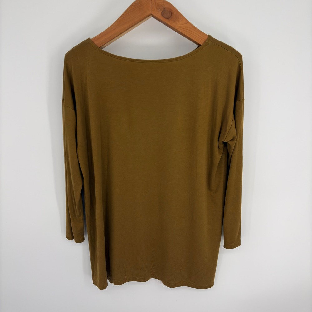 EILEEN FISHER Women's Tunic Long Sleeve Boat Neck‎ Top Tencel LG Minimalist - Picture 5 of 11